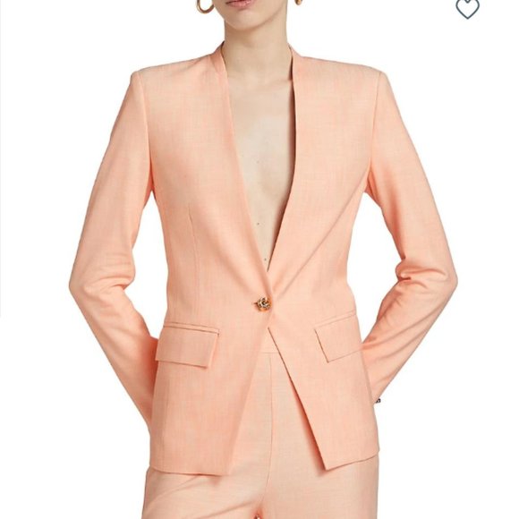 new Derek Lam 10 Crosby Perez Single-Breasted Blazer in Sherbert 252 - Picture 3 of 9